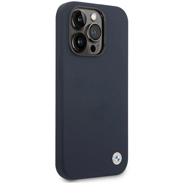 Case BMW BMHMP14XSILNA iPhone 14 Pro Max 6.7" navy blue/navy Silicone Metal Logo MagSafeeng