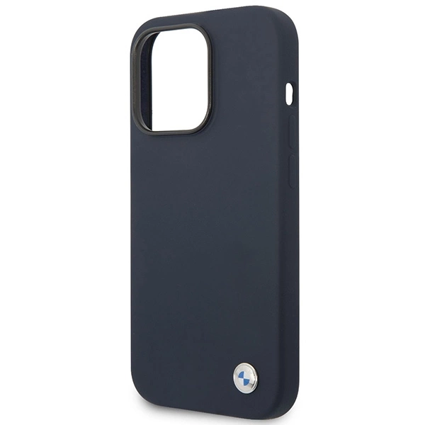 Case BMW BMHMP14XSILNA iPhone 14 Pro Max 6.7" navy blue/navy Silicone Metal Logo MagSafeeng