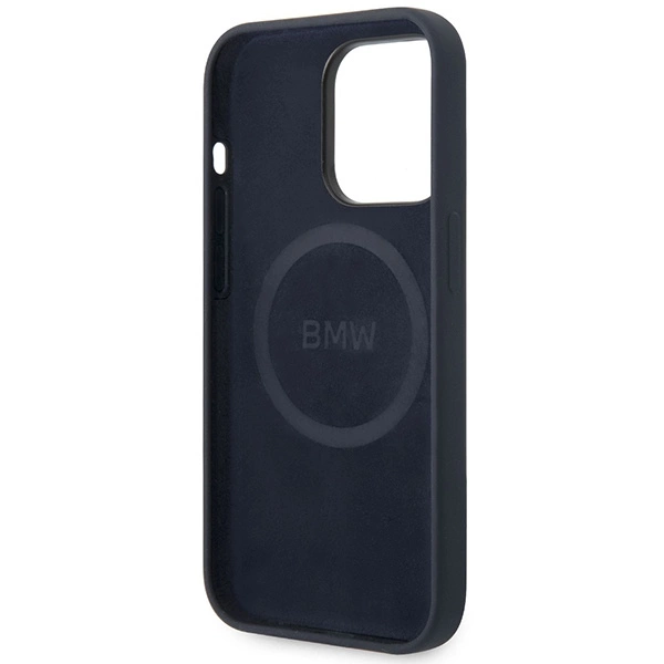 Case BMW BMHMP14XSILNA iPhone 14 Pro Max 6.7" navy blue/navy Silicone Metal Logo MagSafeeng
