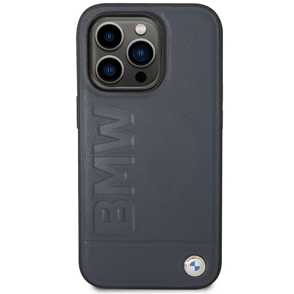 Case BMW BMHMP14XSLLNA iPhone 14 Pro Max 6.7" navy/navy hardcase Leather Hot Stamp MagSafeeng
