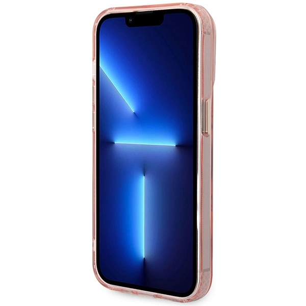Guess GUHMP14XHTCMP iPhone 14 Pro Max 6.7" pink/pink hard case Gold Outline Translucent MagSafeeng
