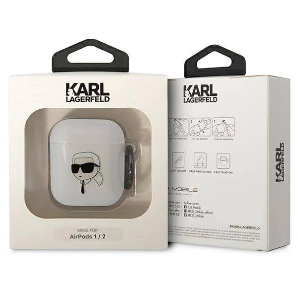 Karl Lagerfeld KLA2HNIKTCT AirPods 1/2 cover transparent Karl`s Headeng