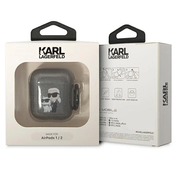 Karl Lagerfeld KLA2HNKCTGK Airpods 1/2 cover black/black Gliter Karl&Choupetteeng
