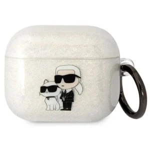 Karl Lagerfeld KLA3HNKCTGT Airpods 3 cover transparent Gliter Karl&Choupetteeng