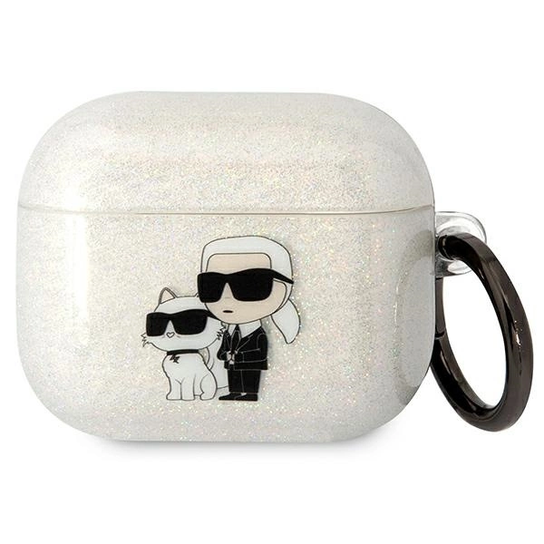 Karl Lagerfeld KLA3HNKCTGT Airpods 3 cover transparent Gliter Karl&Choupetteeng