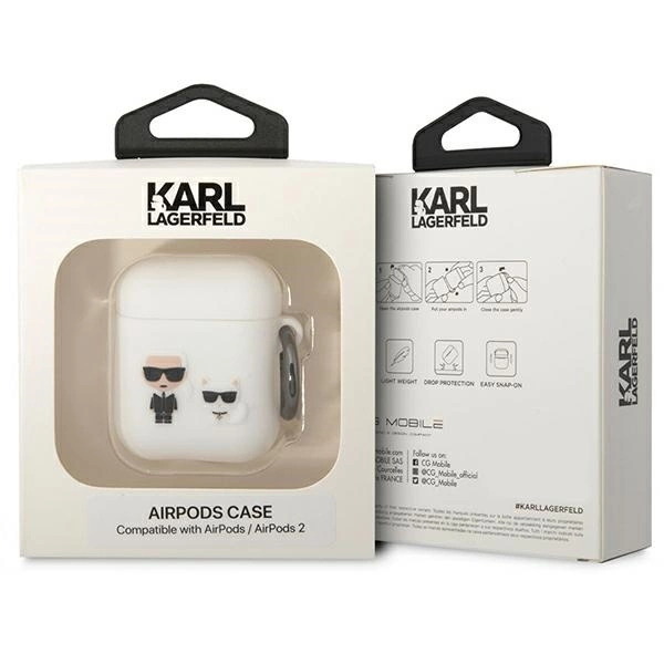 Karl Lagerfeld KLACA2SILKCW AirPods 1/2 cover white/white Silicone Karl & Choupetteeng