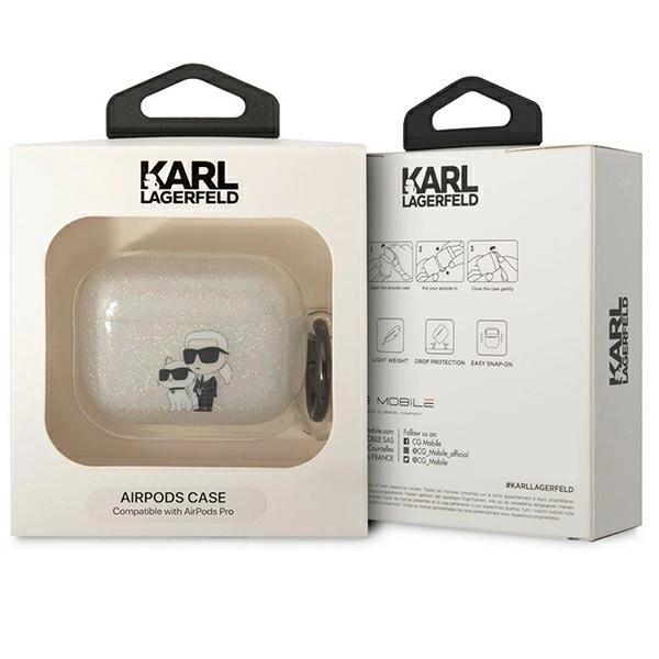 Karl Lagerfeld KLAPHNKCTGT Airpods Pro cover transparent Gliter Karl&Choupetteeng