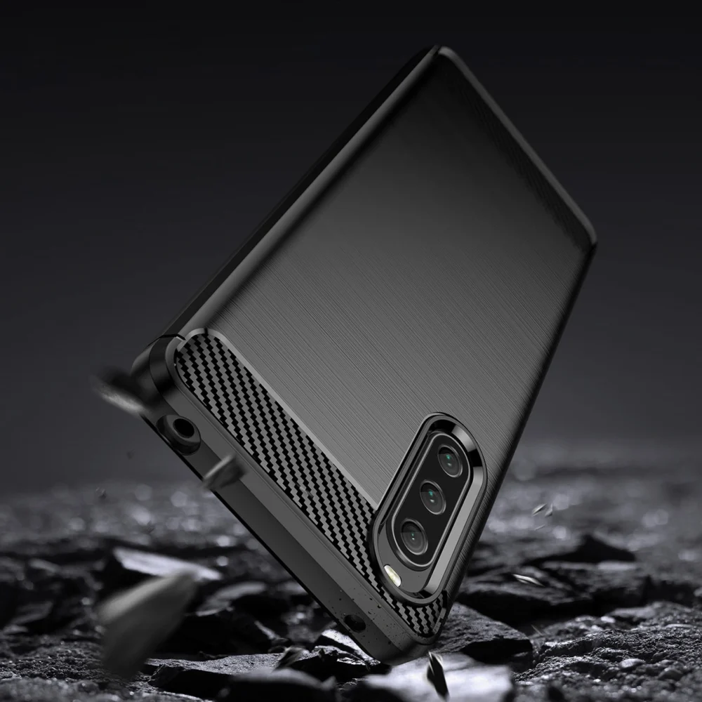 Carbon Case cover for Sony Xperia 10 V flexible silicone carbon cover blackeng