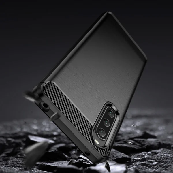Carbon Case cover for Sony Xperia 10 V flexible silicone carbon cover blackeng