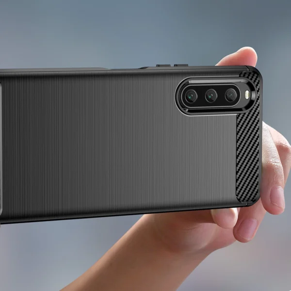 Carbon Case cover for Sony Xperia 10 V flexible silicone carbon cover blackeng