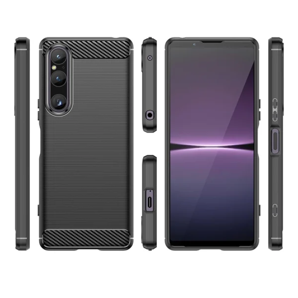 Carbon Case cover for Sony Xperia 1 V flexible silicone carbon cover blackeng