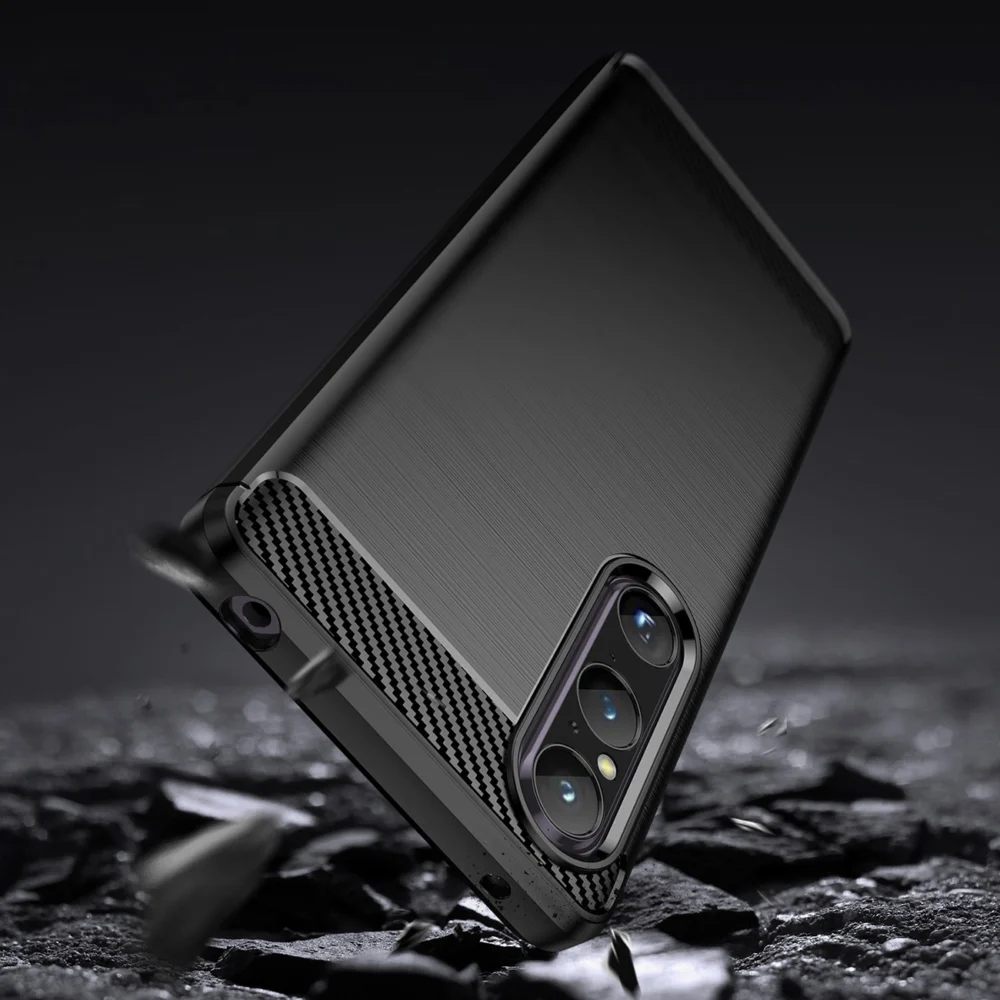 Carbon Case cover for Sony Xperia 1 V flexible silicone carbon cover blackeng