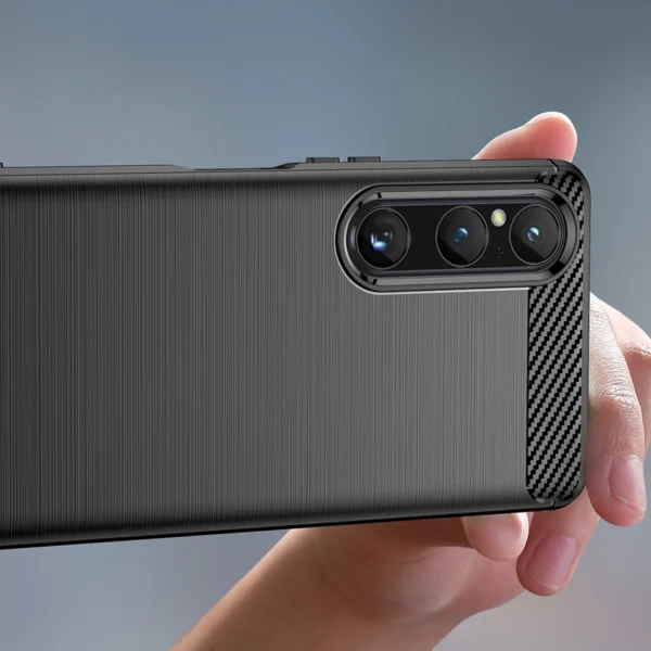 Carbon Case cover for Sony Xperia 1 V flexible silicone carbon cover blackeng