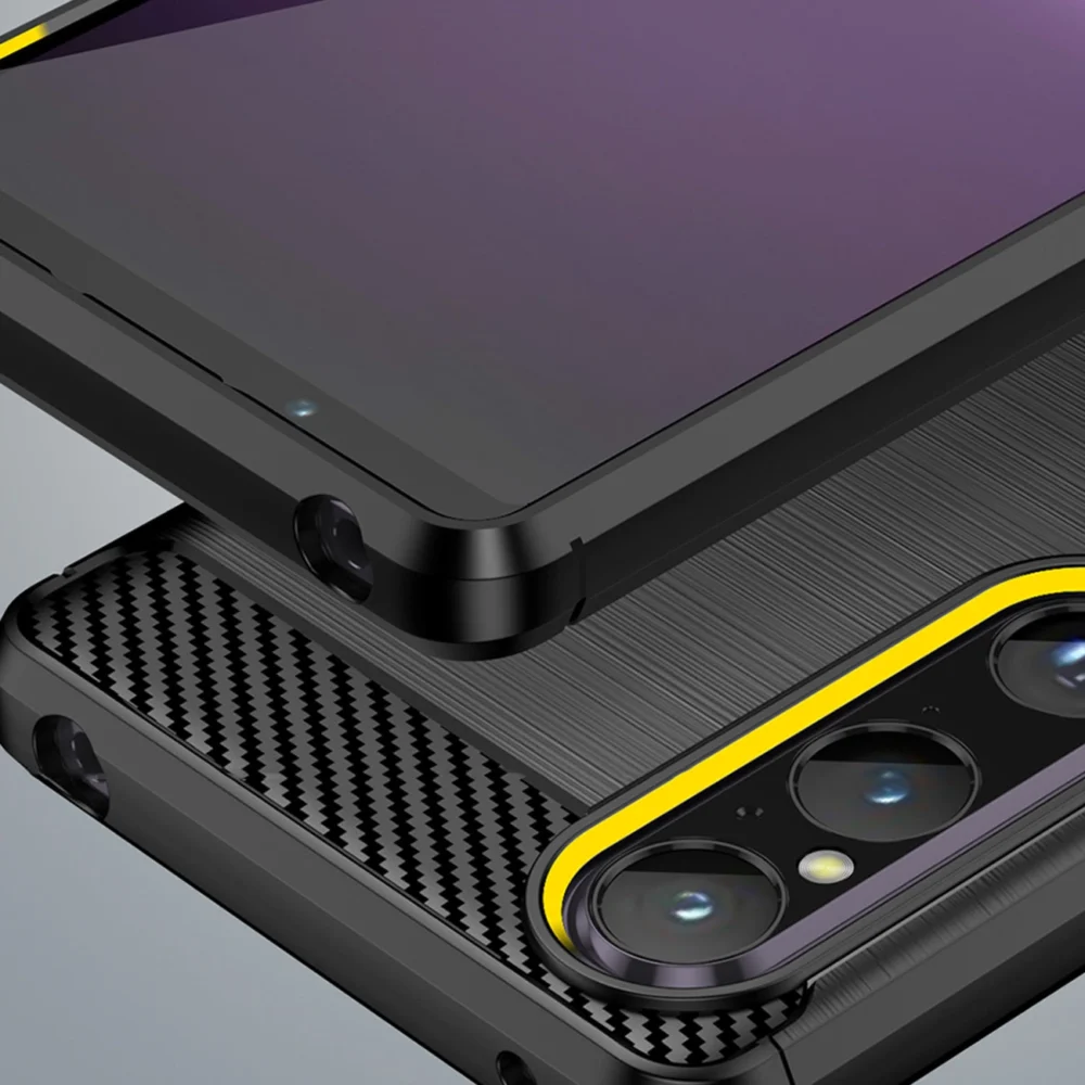 Carbon Case cover for Sony Xperia 1 V flexible silicone carbon cover blackeng