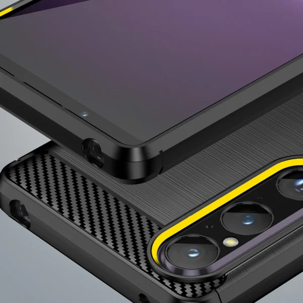 Carbon Case cover for Sony Xperia 1 V flexible silicone carbon cover blackeng