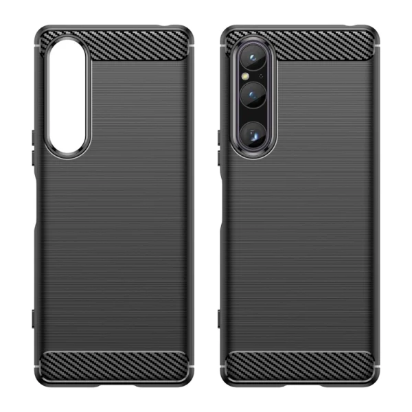 Carbon Case cover for Sony Xperia 1 V flexible silicone carbon cover blackeng