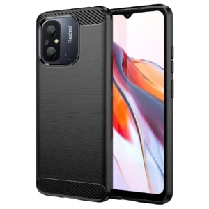 Carbon Case for Xiaomi Redmi 11A / Poco C55 / Redmi 12C Flexible Silicone Carbon Cover Blackeng
