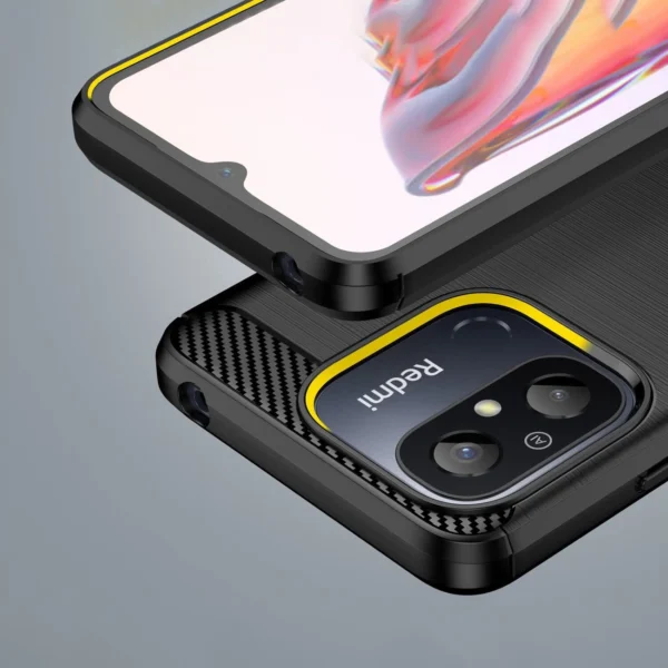 Carbon Case for Xiaomi Redmi 11A / Poco C55 / Redmi 12C Flexible Silicone Carbon Cover Blackeng