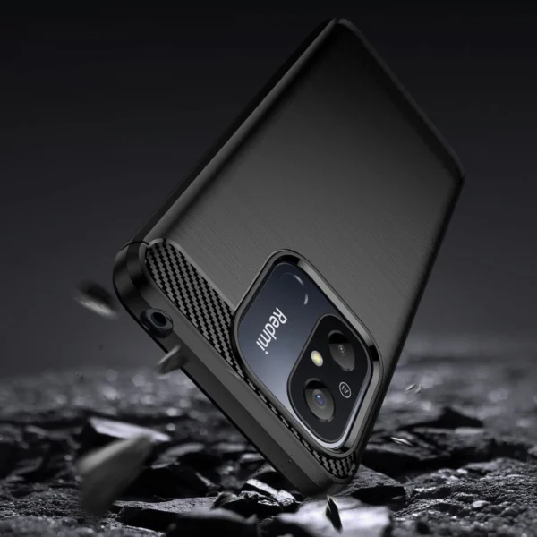 Carbon Case for Xiaomi Redmi 11A / Poco C55 / Redmi 12C Flexible Silicone Carbon Cover Blackeng