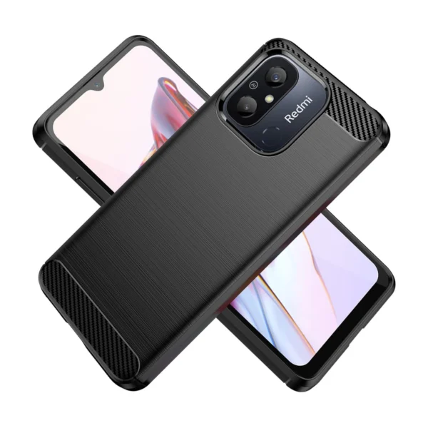 Carbon Case for Xiaomi Redmi 11A / Poco C55 / Redmi 12C Flexible Silicone Carbon Cover Blackeng