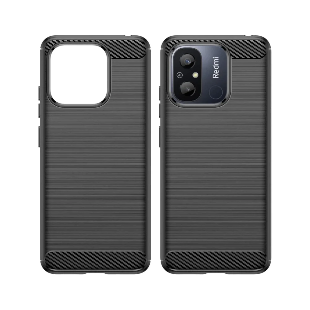 Carbon Case for Xiaomi Redmi 11A / Poco C55 / Redmi 12C Flexible Silicone Carbon Cover Blackeng