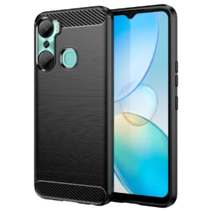Carbon Case case for Infinix Hot 12 Pro flexible silicone carbon cover blackeng