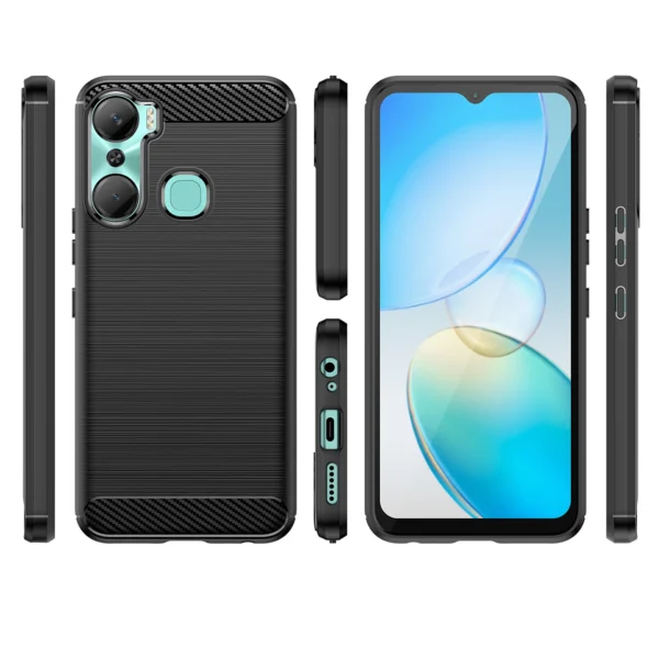 Carbon Case case for Infinix Hot 12 Pro flexible silicone carbon cover blackeng