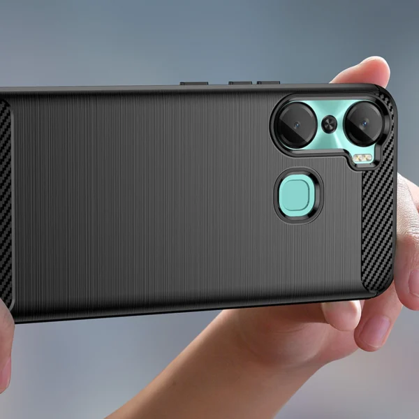 Carbon Case case for Infinix Hot 12 Pro flexible silicone carbon cover blackeng