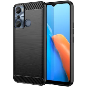 Carbon Case case for Infinix Hot 20i flexible silicone carbon cover blackeng