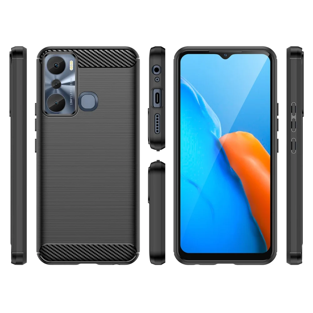 Carbon Case case for Infinix Hot 20i flexible silicone carbon cover blackeng