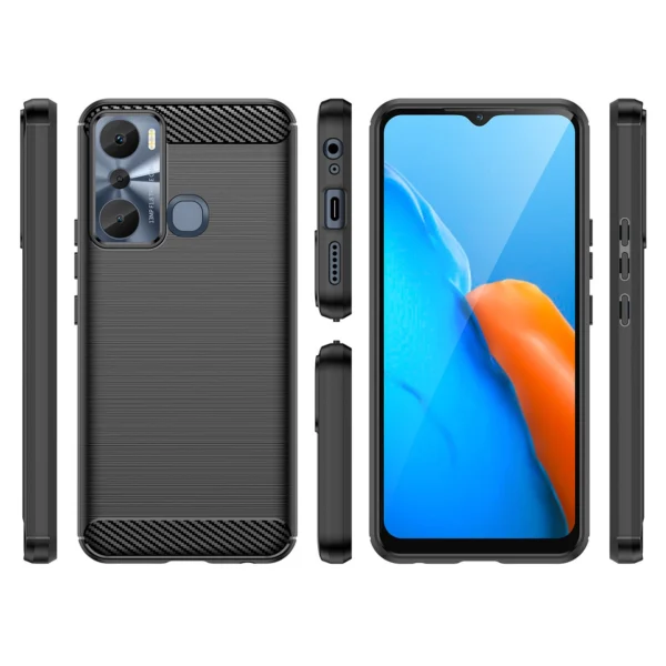 Carbon Case case for Infinix Hot 20i flexible silicone carbon cover blackeng