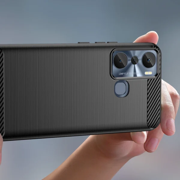 Carbon Case case for Infinix Hot 20i flexible silicone carbon cover blackeng