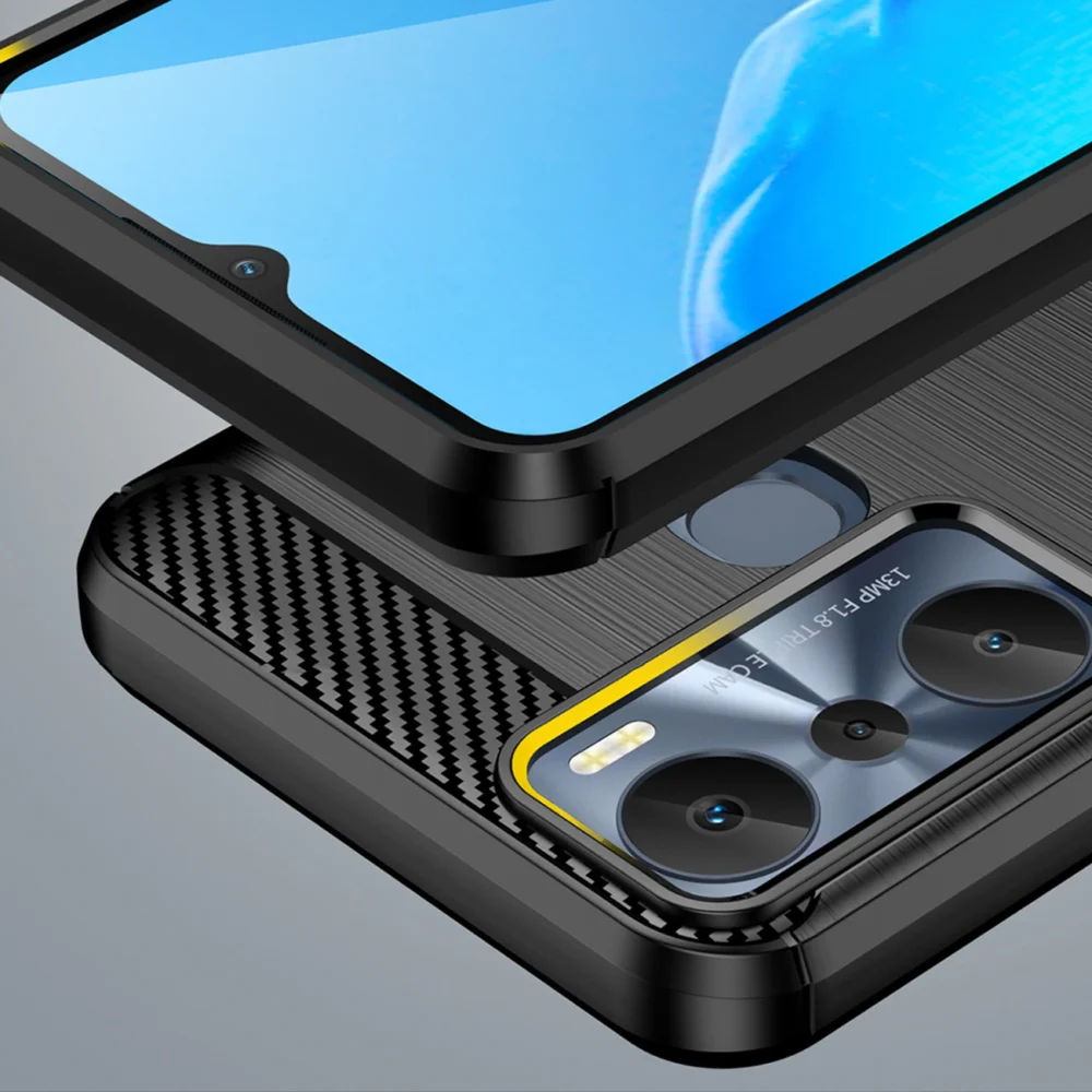 Carbon Case case for Infinix Hot 20i flexible silicone carbon cover blackeng