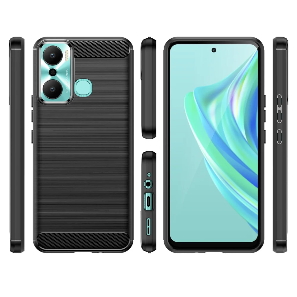 Carbon Case case for Infinix Hot 20 Play flexible silicone carbon cover blackeng