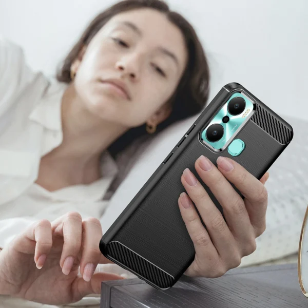 Carbon Case case for Infinix Hot 20 Play flexible silicone carbon cover blackeng