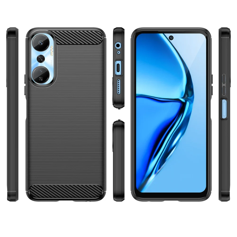 Carbon Case case for Infinix Hot 20 flexible silicone carbon cover blackeng