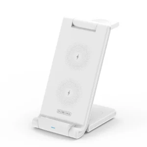 3in1 wireless charger for Qi 15W phones and Samsung Galaxy Duzzona W10-S smartwatches - whiteeng