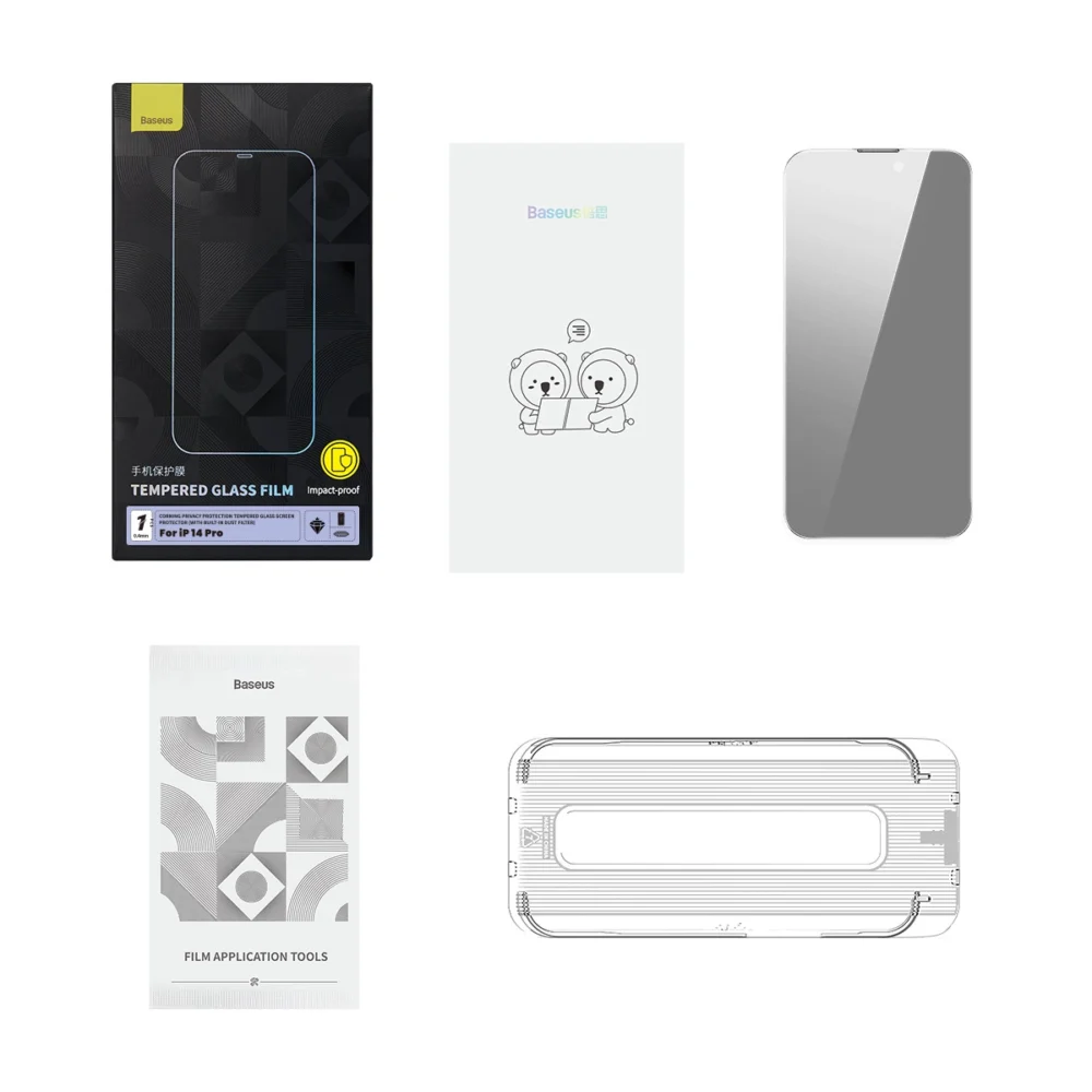 Baseus Privacy Tempered Glass for iPhone 14 Pro Full Screen 0.4mm Privacy Filter Anti Spy + Mounting Kiteng