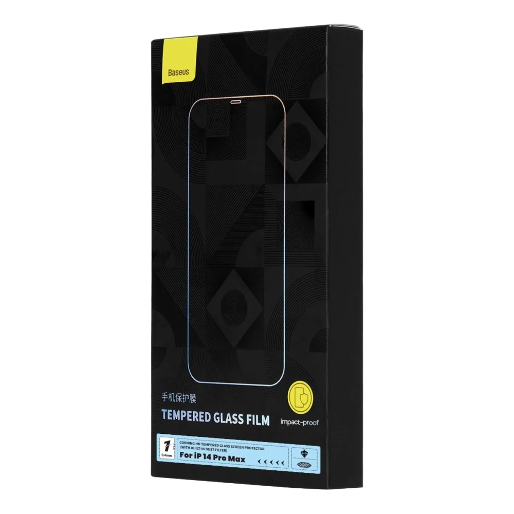 Baseus Full Screen Tempered Glass for iPhone 14 Pro Max with Speaker Cover 0.4mm + Mounting Kiteng