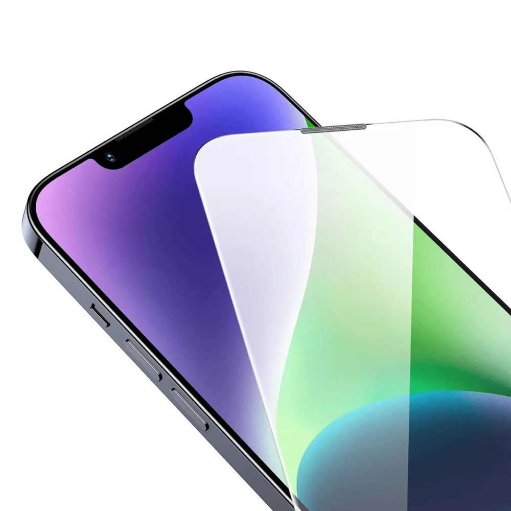 Baseus Full Screen Tempered Glass for iPhone 14 Plus / 13 Pro Max with Speaker Cover 0.4mm + Mounting Kiteng