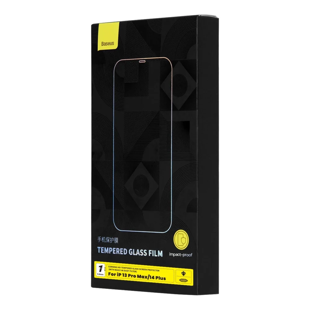 Baseus Full Screen Tempered Glass for iPhone 14 Plus / 13 Pro Max with Speaker Cover 0.4mm + Mounting Kiteng