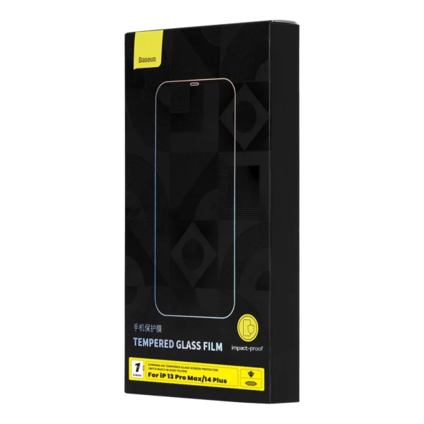 Baseus Full Screen Tempered Glass for iPhone 14 Plus / 13 Pro Max with Speaker Cover 0.4mm + Mounting Kiteng