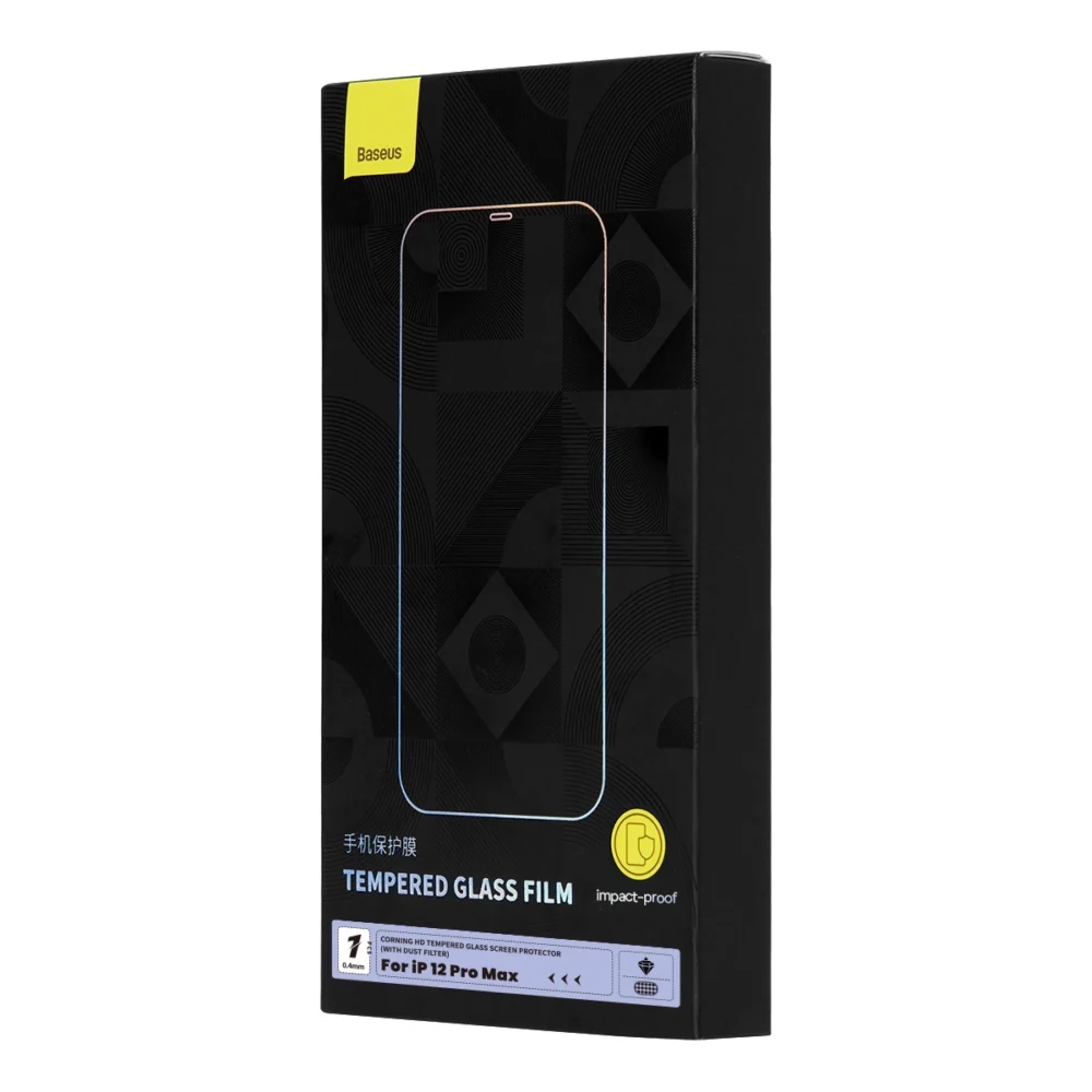 Baseus Full Screen Tempered Glass for iPhone 12 Pro Max with Speaker Cover 0.4mm + Mounting Kiteng