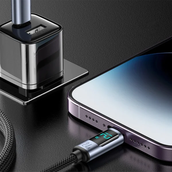 Joyroom Prism Series A16 Lightning / USB-A Cable 2.4A 1.2m with LED Display - Blackeng