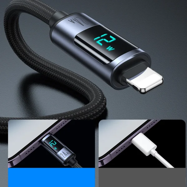 Joyroom Prism Series A16 Lightning / USB-A Cable 2.4A 1.2m with LED Display - Blackeng