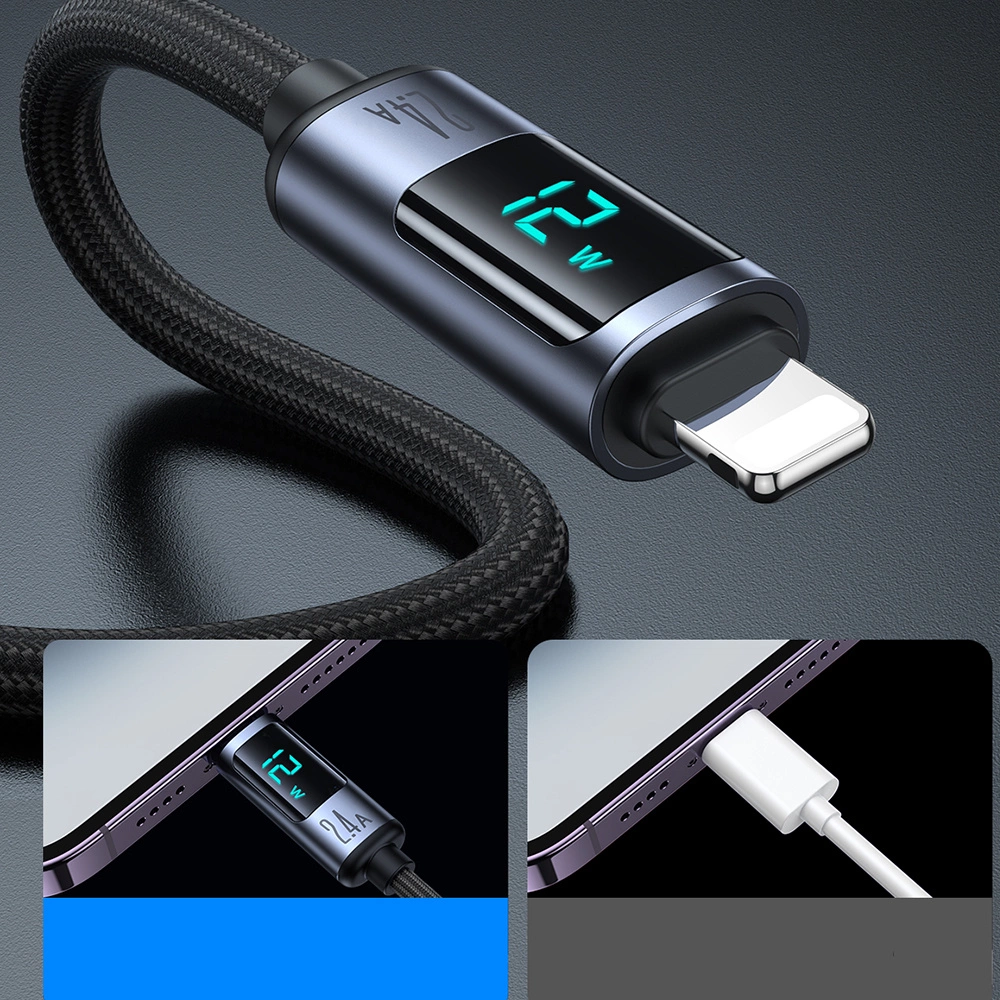 Joyroom Prism Series A16 Lightning / USB-A Cable 2.4A 1.2m with LED Display - Blackeng