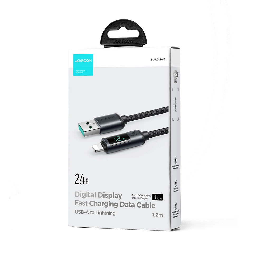Joyroom Prism Series A16 Lightning / USB-A Cable 2.4A 1.2m with LED Display - Blackeng