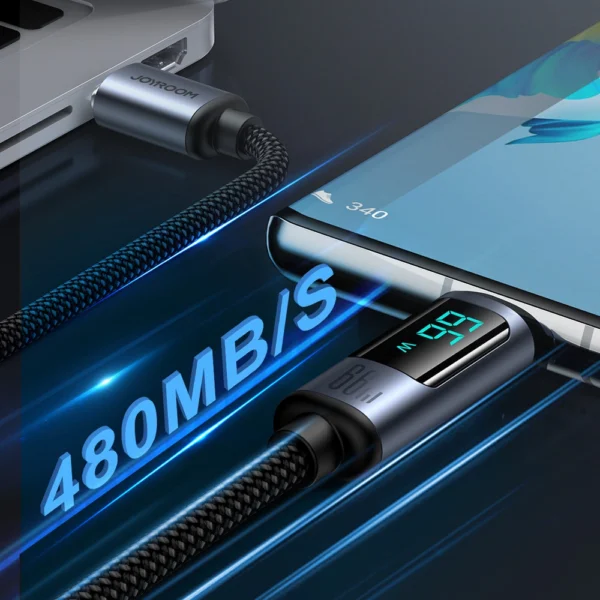 Joyroom Prism Series A16 USB-C / USB-A Cable 66W 1.2m with LED Display - Blackeng