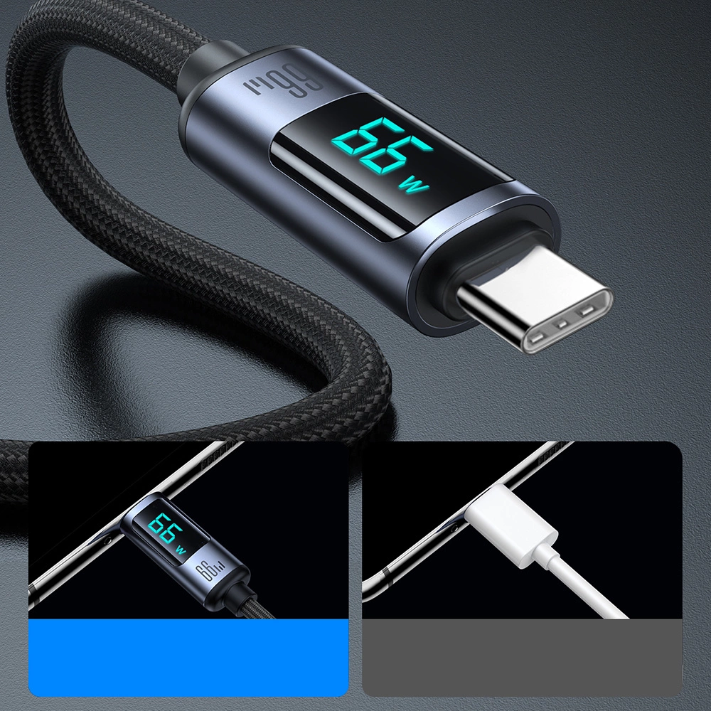 Joyroom Prism Series A16 USB-C / USB-A Cable 66W 1.2m with LED Display - Blackeng
