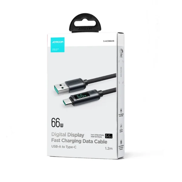 Joyroom Prism Series A16 USB-C / USB-A Cable 66W 1.2m with LED Display - Blackeng